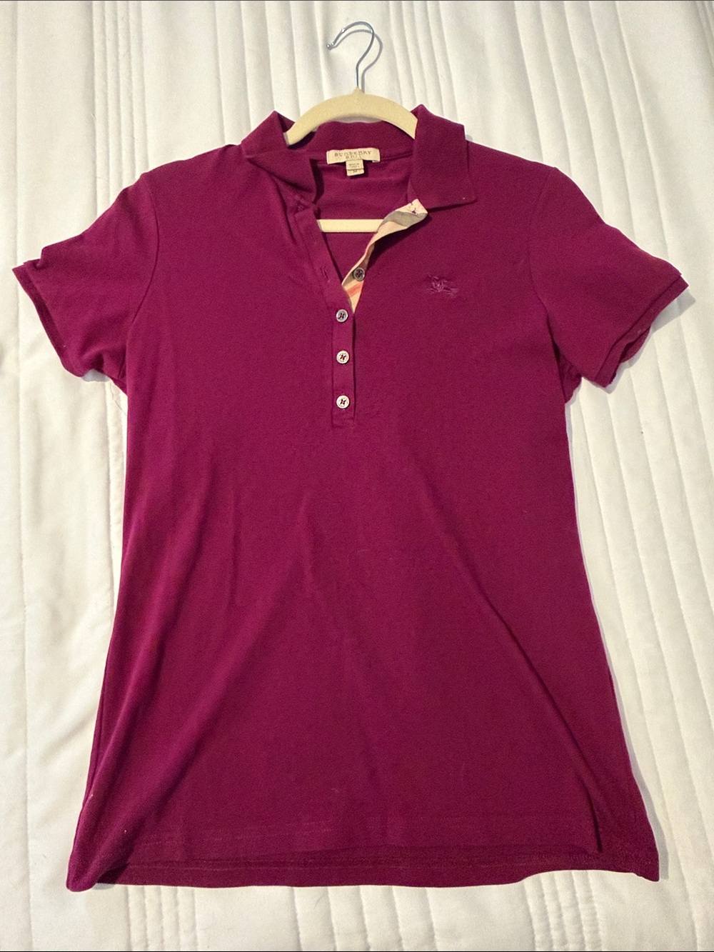 Burberry Women's Deep Magenta Polo Button-Down Shirt